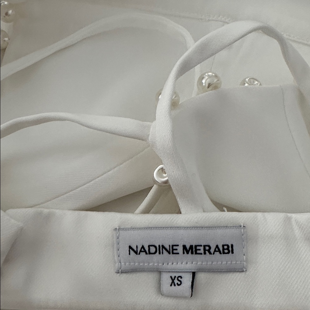 NADINE MERABI Charlotte White Pearl Embellished Bralette - Picture 6 of 8